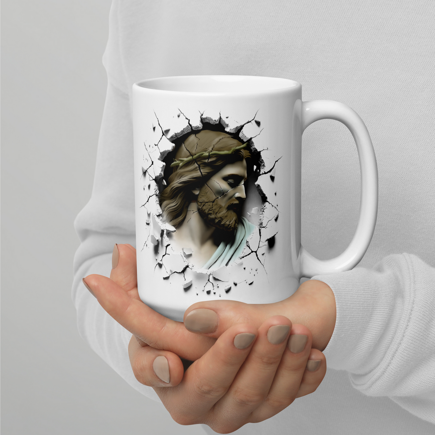 You Say vs. God Says Christian Encouragement Mug – 15 oz & 20 oz — white, right-handle view 3